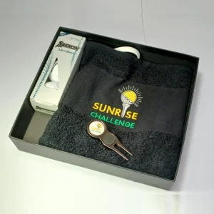 Small branded golf gift box with towel